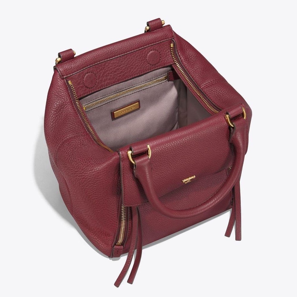 Tory Burch Claret Half Moon Satchel in Crimson EUC - Picture 4 of 16